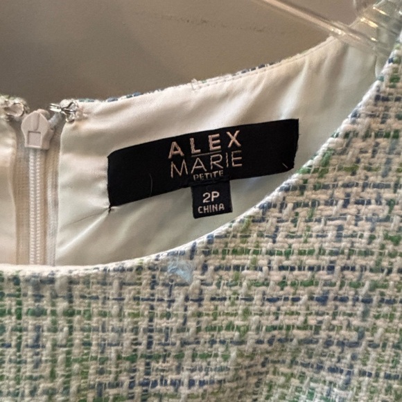 Alex Marie Tweed Midi Dress in Green and White - Picture 2 of 6